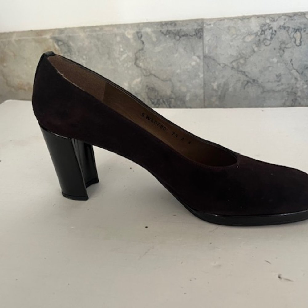 Stuart Weitzman Dark Brown Suede Block Heels - image 4